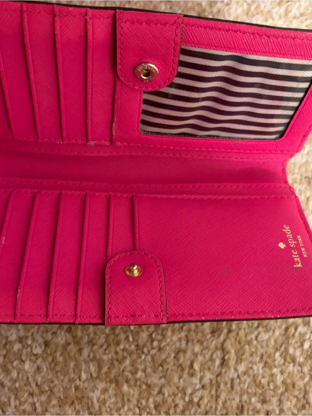kate spade hot pink crossbody bag with gold hardware and wallet